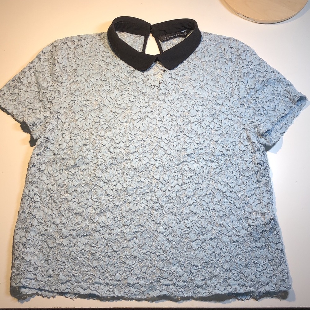 ZARA LACE SHORT SLEEVED TOP